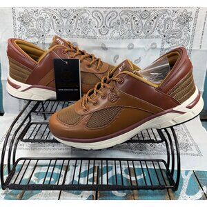 NEW Zeba Hands Free Brown Vegan Leather Casual Comfort Sneaker Mens Size 10 US